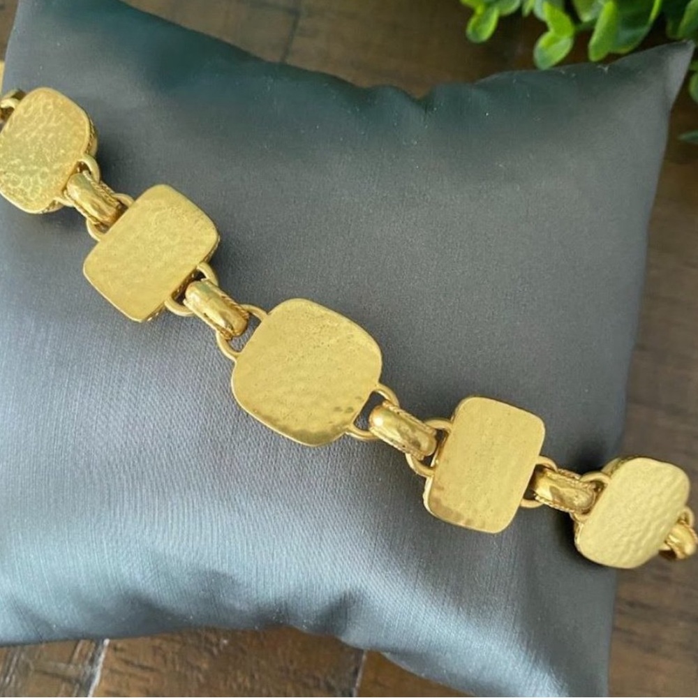 Julie Vos Gold-Tone Bracelet with Light Blue Cushion Stones - Picture 5 of 6